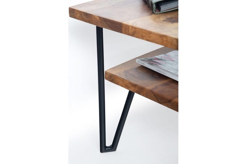 Soffbord Wohnling Massivt trä rektangulär med bricka lantligt metallben - Möbler - Bord & matgrupper - Soffbord