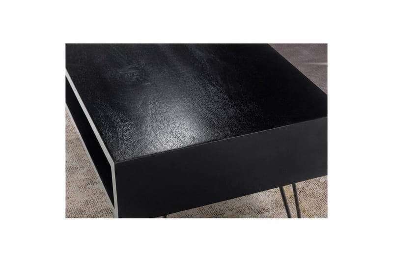 Soffbord Wohnling massivt trä rektangulär med stort förvaringsutrymme, lantlig stil Svart - Svart - Möbler - Bord & matgrupper - Soffbord