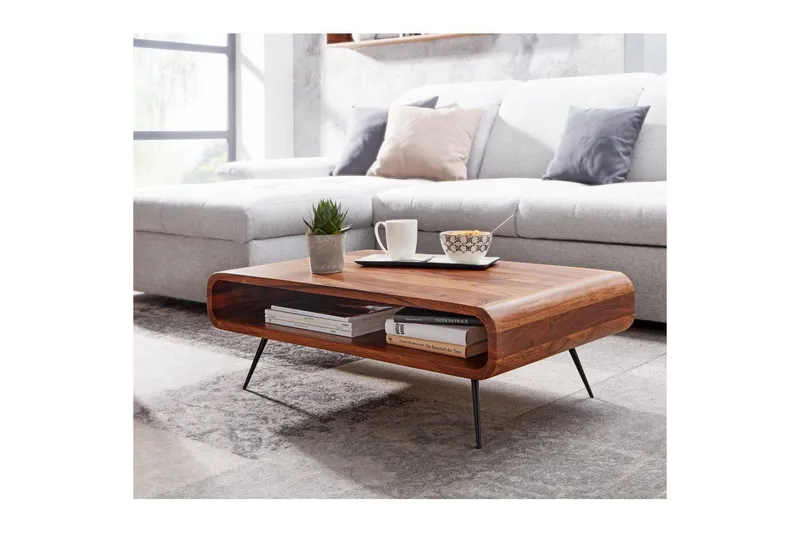 Soffbord Wohnling Massivt trä rektangulär rundade hörn lantligt - Möbler - Bord & matgrupper - Soffbord