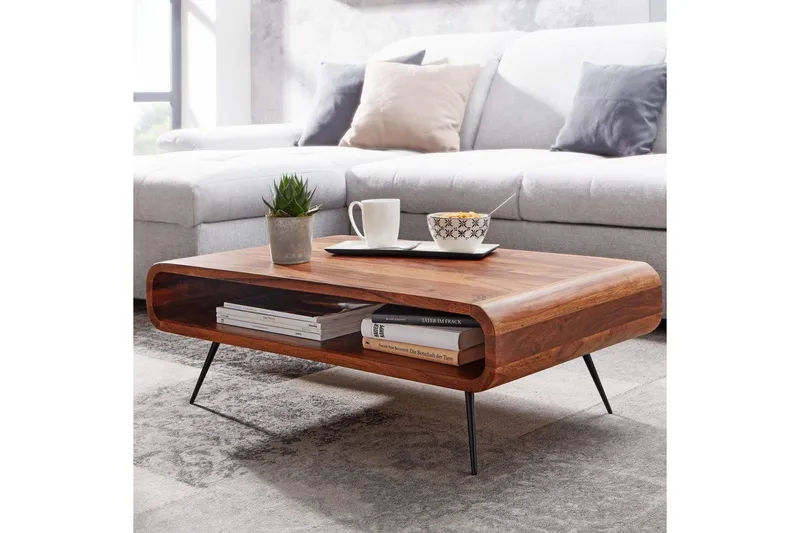 Soffbord Wohnling Massivt trä rektangulär rundade hörn lantligt - Möbler - Bord & matgrupper - Soffbord