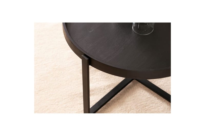 Soffbord Wohnling Massivt trä rund 60 cm med klassiskt utseende metallram modern - Möbler - Bord & matgrupper - Soffbord