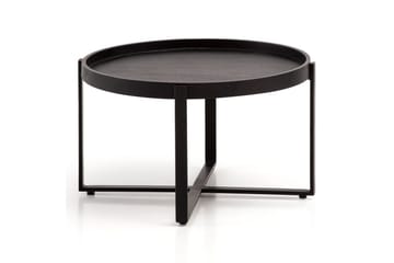 Soffbord Wohnling Massivt trä rund 60 cm med klassiskt utseende metallram modern - Möbler - Bord & matgrupper - Soffbord