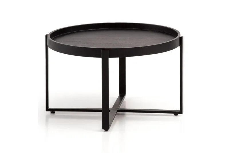 Soffbord Wohnling Massivt trä rund 60 cm med klassiskt utseende metallram modern, undefined