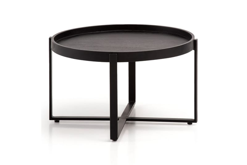 Soffbord Wohnling Massivt trä rund 60 cm med klassiskt utseende metallram modern - Möbler - Bord & matgrupper - Soffbord