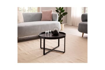Soffbord Wohnling Massivt trä rund 60 cm med klassiskt utseende metallram modern - Möbler - Bord & matgrupper - Soffbord