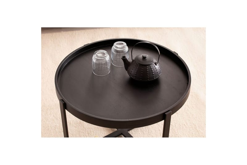 Soffbord Wohnling Massivt trä rund 60 cm med klassiskt utseende metallram modern - Möbler - Bord & matgrupper - Soffbord