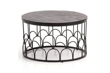 Soffbord Wohnling Massivt trä rund 60 cm med modern metallram modern - Möbler - Bord & matgrupper - Soffbord