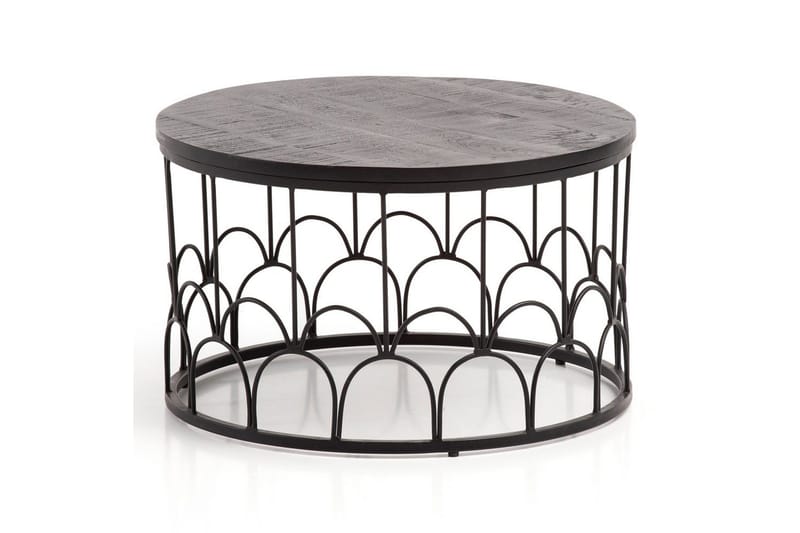 Soffbord Wohnling Massivt trä rund 60 cm med modern metallram modern, undefined