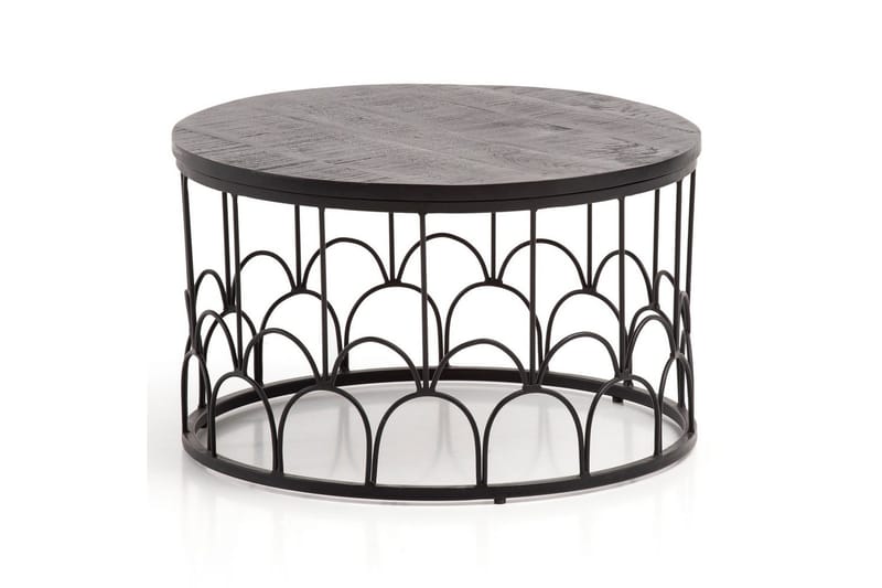 Soffbord Wohnling Massivt trä rund 60 cm med modern metallram modern - Möbler - Bord & matgrupper - Soffbord