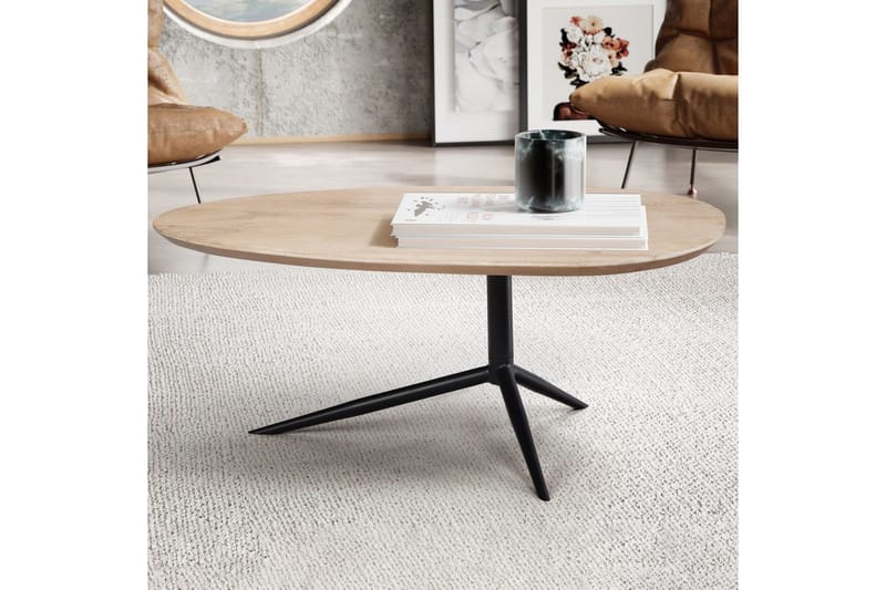 Soffbord Wohnling Massivt trä vitlaserat 86 cm ovalt modern - Möbler - Bord & matgrupper - Soffbord