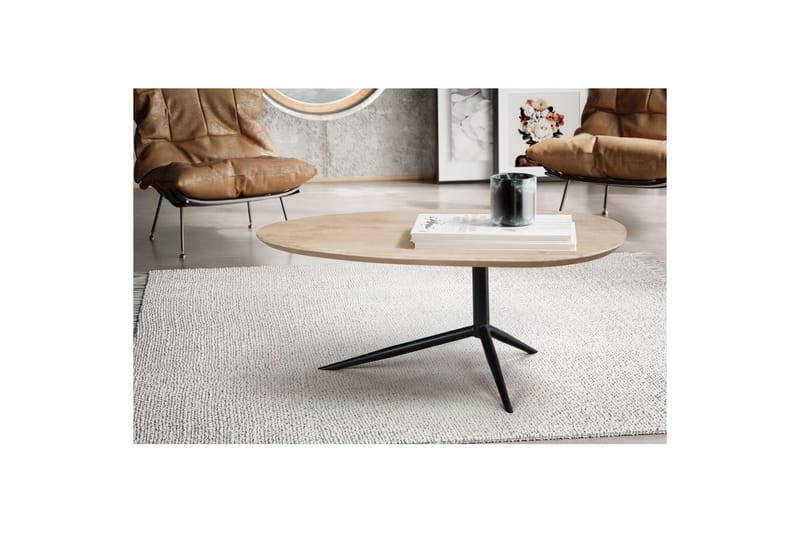 Soffbord Wohnling Massivt trä vitlaserat 86 cm ovalt modern - Möbler - Bord & matgrupper - Soffbord