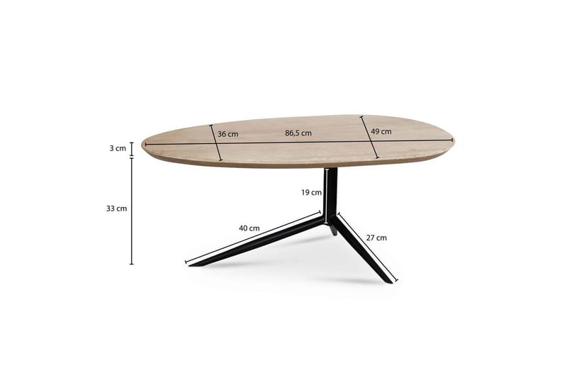 Soffbord Wohnling Massivt trä vitlaserat 86 cm ovalt modern - Möbler - Bord & matgrupper - Soffbord