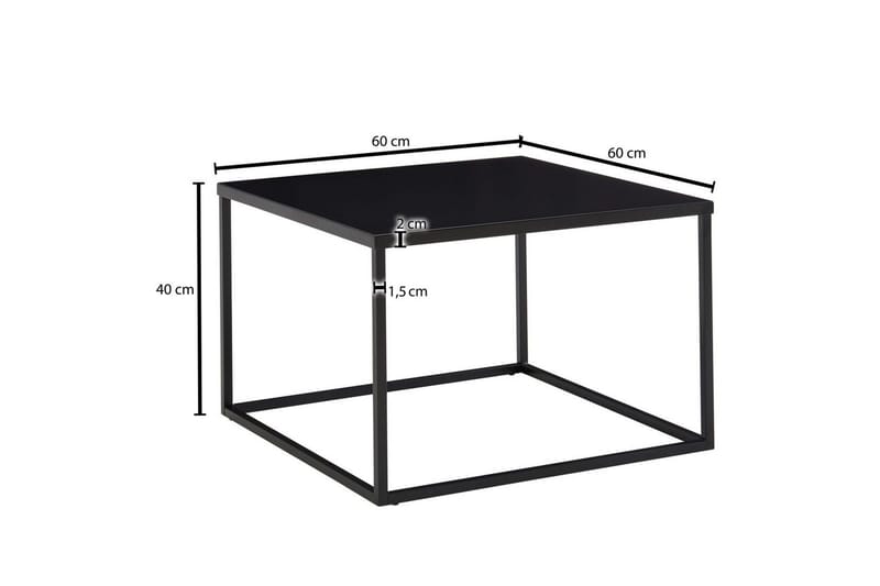 Soffbord Wohnling metall fyrkantig, modern stil Svart - Svart - Möbler - Bord & matgrupper - Soffbord