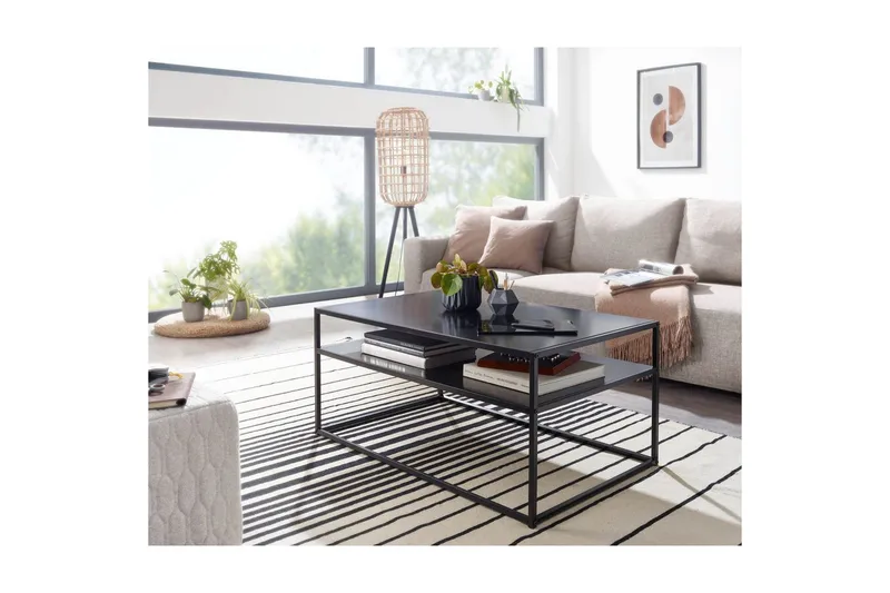 Soffbord Wohnling metall rektangulär med bricka, modern stil Svart - Svart - Möbler - Bord & matgrupper - Soffbord