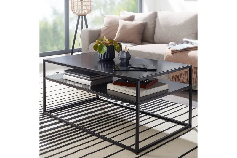 Soffbord Wohnling metall rektangulär med bricka, modern stil Svart - Svart - Möbler - Bord & matgrupper - Soffbord