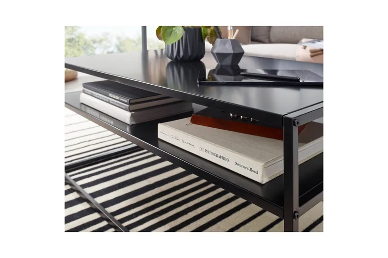 Soffbord Wohnling metall rektangulär med bricka, modern stil Svart - Svart - Möbler - Bord & matgrupper - Soffbord
