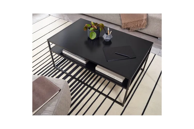 Soffbord Wohnling metall rektangulär med bricka, modern stil Svart - Svart - Möbler - Bord & matgrupper - Soffbord