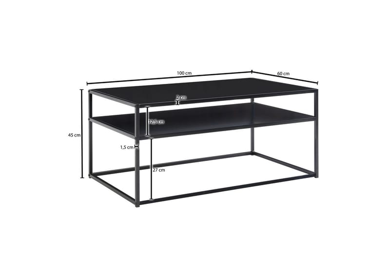 Soffbord Wohnling metall rektangulär med bricka, modern stil Svart - Svart - Möbler - Bord & matgrupper - Soffbord