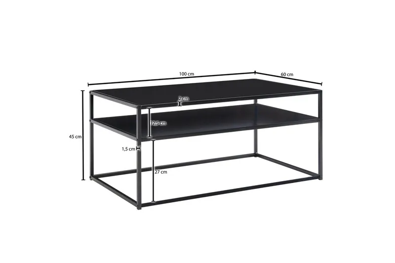 Soffbord Wohnling metall rektangulär med bricka, modern stil Svart - Svart - Möbler - Bord & matgrupper - Soffbord