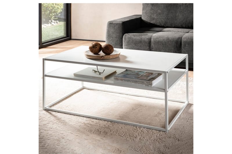 Soffbord Wohnling metall rektangulär med bricka, modern stil Vit - Vit - Möbler - Bord & matgrupper - Soffbord