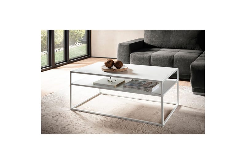 Soffbord Wohnling metall rektangulär med bricka, modern stil Vit - Vit - Möbler - Bord & matgrupper - Soffbord
