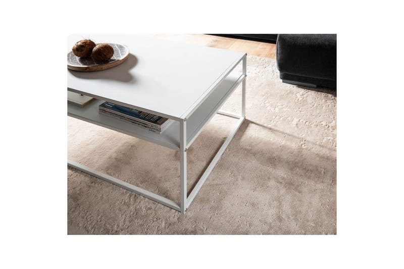 Soffbord Wohnling metall rektangulär med bricka, modern stil Vit - Vit - Möbler - Bord & matgrupper - Soffbord