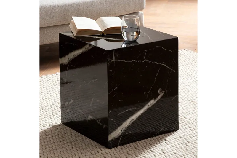 Soffbord Wohnling MONOBLOC marmorausseende 40x40x45 cm, modern stil Marmor Svart - Marmor Svart - Möbler - Bord & matgrupper - Soffbord