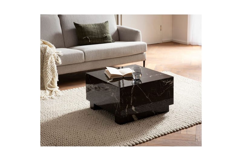 Soffbord Wohnling MONOBLOC modernt utseende, 60x60x35 cm, med släda ben Marmor Svart - Marmor Svart - Möbler - Bord & matgrupper - Soffbord