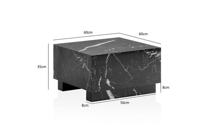 Soffbord Wohnling MONOBLOC modernt utseende, 60x60x35 cm, med släda ben Marmor Svart - Marmor Svart - Möbler - Bord & matgrupper - Soffbord