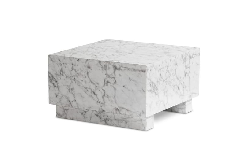 Soffbord Wohnling MONOBLOC modernt utseende, 60x60x35 cm, med släda ben Marmor Vit - Marmor Vit - Möbler - Bord & matgrupper - Soffbord