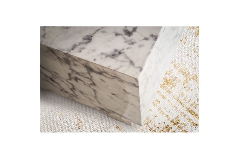Soffbord Wohnling MONOBLOC modernt utseende, 60x60x35 cm, med släda ben Marmor Vit - Marmor Vit - Möbler - Bord & matgrupper - Soffbord
