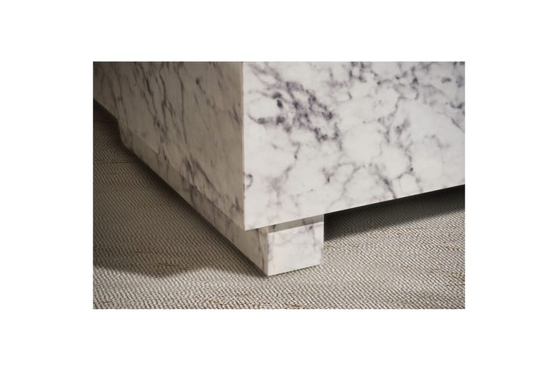 Soffbord Wohnling MONOBLOC modernt utseende, 60x60x35 cm, med släda ben Marmor Vit - Marmor Vit - Möbler - Bord & matgrupper - Soffbord