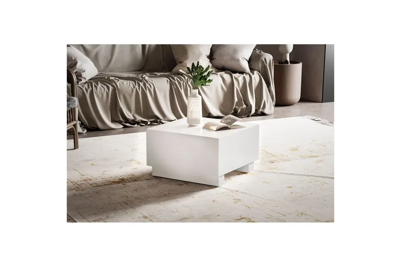 Soffbord Wohnling MONOBLOC modernt utseende, 60x60x35 cm, med släda ben Vit - Vit - Möbler - Bord & matgrupper - Soffbord