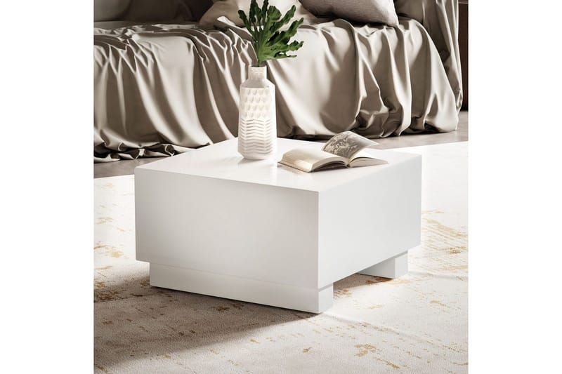 Soffbord Wohnling MONOBLOC modernt utseende, 60x60x35 cm, med släda ben Vit - Vit - Möbler - Bord & matgrupper - Soffbord
