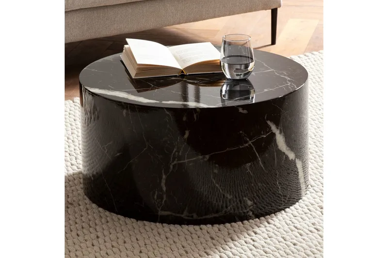 Soffbord Wohnling MONOBLOC rund 60 cm, modern stil Marmor Svart - Marmor Svart - Möbler - Bord & matgrupper - Soffbord