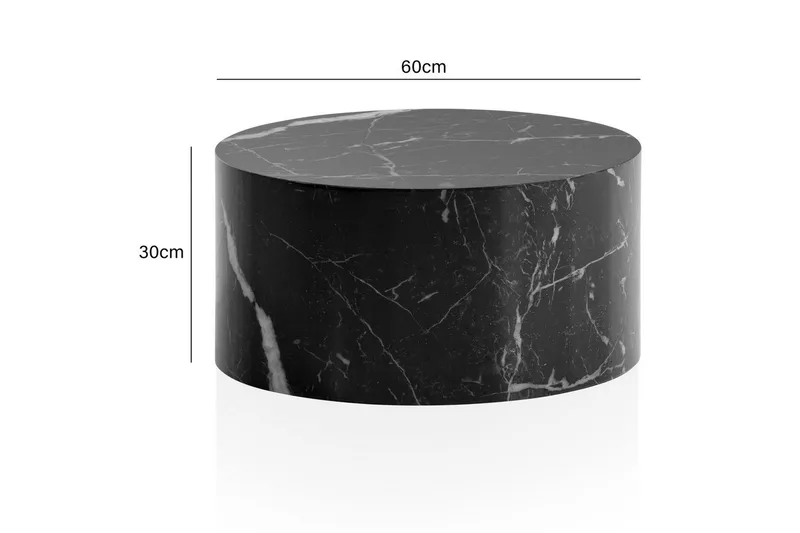 Soffbord Wohnling MONOBLOC rund 60 cm, modern stil Marmor Svart - Marmor Svart - Möbler - Bord & matgrupper - Soffbord