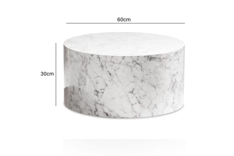 Soffbord Wohnling MONOBLOC rund 60 cm, modern stil Marmor Vit - Marmor Vit - Möbler - Bord & matgrupper - Soffbord