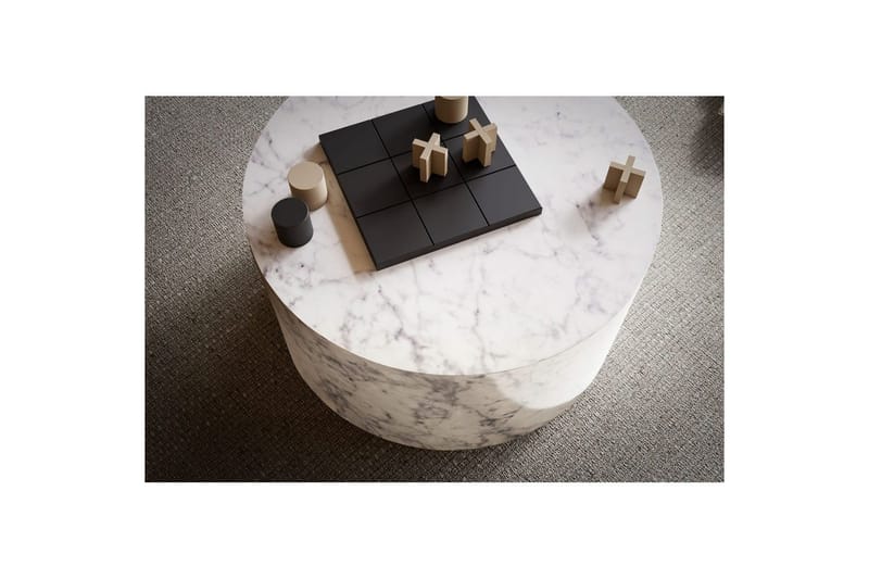 Soffbord Wohnling MONOBLOC rund 60 cm, modern stil Marmor Vit - Marmor Vit - Möbler - Bord & matgrupper - Soffbord