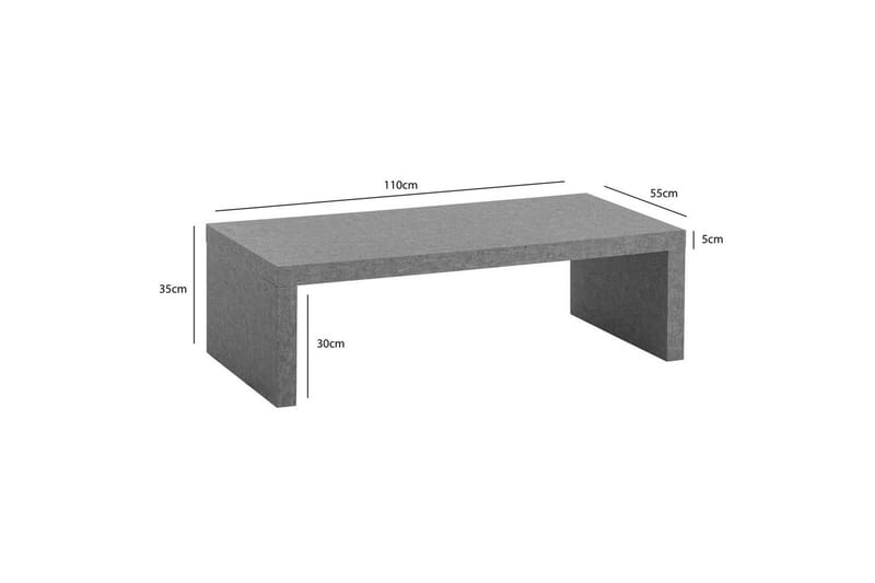 Soffbord Wohnling rektangulär 110 cm, stenoptik, modern look Grå - Grå - Möbler - Bord & matgrupper - Soffbord