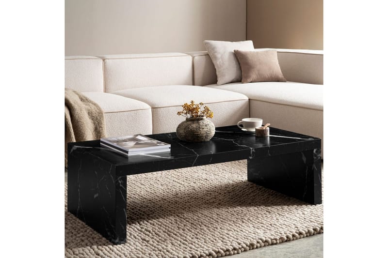 Soffbord Wohnling rektangulär 110 cm, stenoptik, modern look Marmor Svart - Marmor Svart - Möbler - Bord & matgrupper - Soffbord