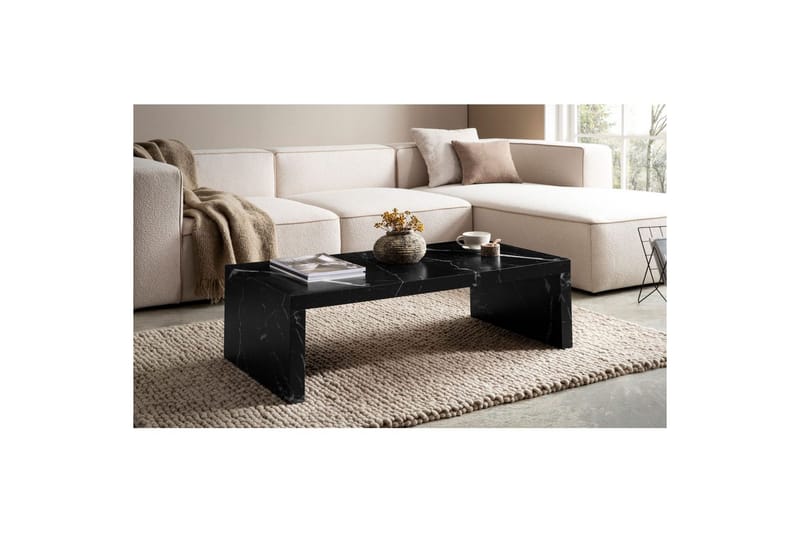 Soffbord Wohnling rektangulär 110 cm, stenoptik, modern look Marmor Svart - Marmor Svart - Möbler - Bord & matgrupper - Soffbord