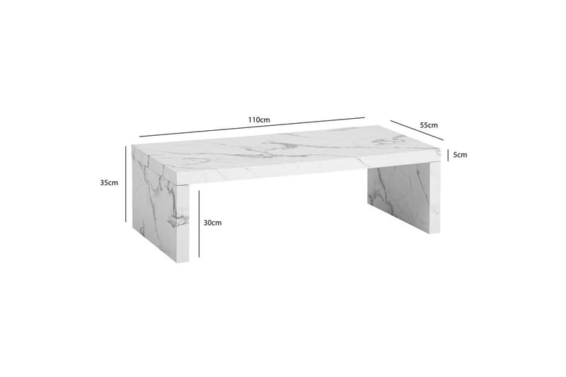 Soffbord Wohnling rektangulär 110 cm, stenoptik, modern look Marmor Vit - Marmor Vit - Möbler - Bord & matgrupper - Soffbord