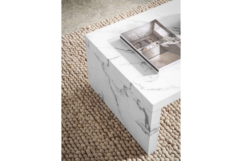 Soffbord Wohnling rektangulär 110 cm, stenoptik, modern look Marmor Vit - Marmor Vit - Möbler - Bord & matgrupper - Soffbord