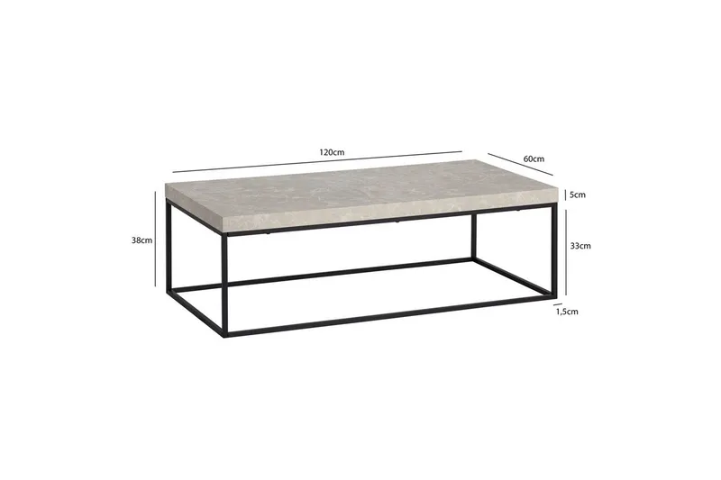 Soffbord Wohnling rektangulär 120 cm, stenoptik, modern look Beige - Beige - Möbler - Bord & matgrupper - Soffbord