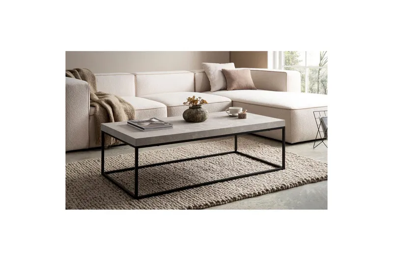 Soffbord Wohnling rektangulär 120 cm, stenoptik, modern look Beige - Beige - Möbler - Bord & matgrupper - Soffbord