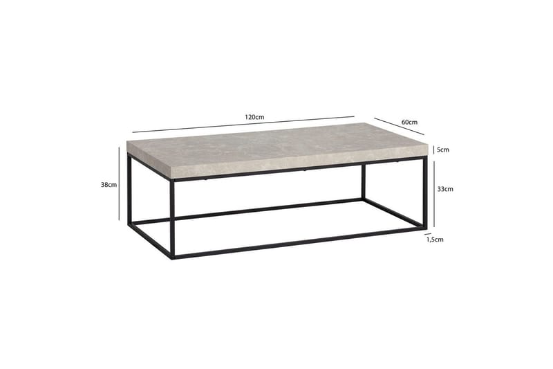 Soffbord Wohnling rektangulär 120 cm, stenoptik, modern look Beige - Beige - Möbler - Bord & matgrupper - Soffbord