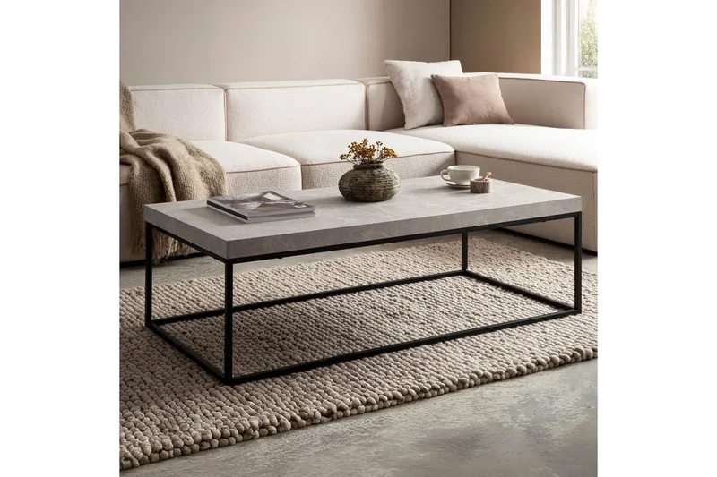 Soffbord Wohnling rektangulär 120 cm, stenoptik, modern look Beige - Beige - Möbler - Bord & matgrupper - Soffbord