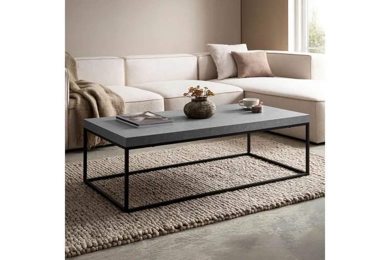 Soffbord Wohnling rektangulär 120 cm, stenoptik, modern look Grå - Grå - Möbler - Bord & matgrupper - Soffbord