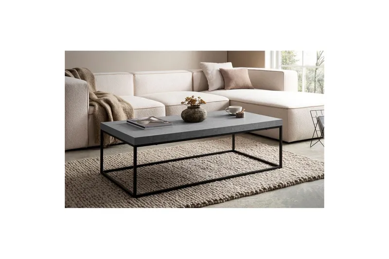 Soffbord Wohnling rektangulär 120 cm, stenoptik, modern look Grå - Grå - Möbler - Bord & matgrupper - Soffbord