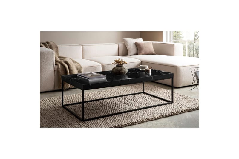 Soffbord Wohnling rektangulär 120 cm, stenoptik, modern look Marmor Svart - Marmor Svart - Möbler - Bord & matgrupper - Soffbord